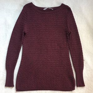 Athleta Small Wool Cable Knit  Burgundy Sweater